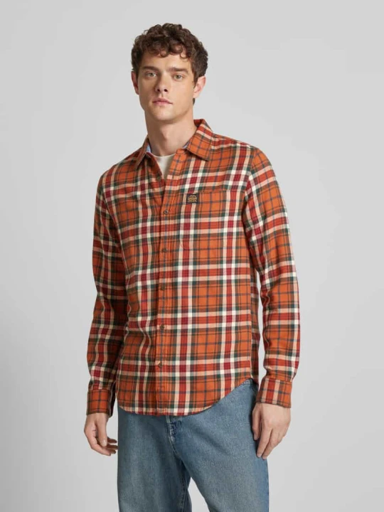 Zdjęcie produktu Koszula casualowa o kroju slim fit z naszywką z logo model ‘Lumberjack’ Superdry Pomarańczowy