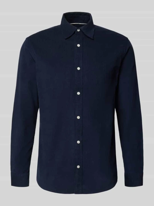 Zdjęcie produktu koszula casualowa o kroju slim fit z sztruksu z kołnierzykiem typu kent Jack&Jones Granatowy