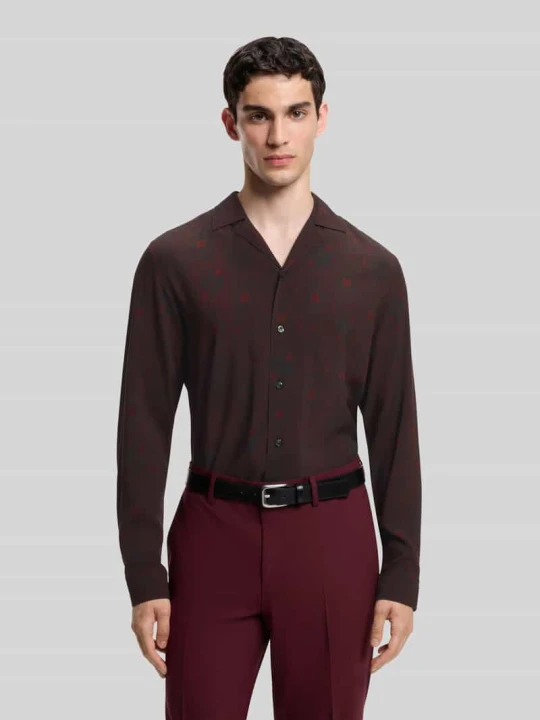 Zdjęcie produktu koszula casualowa o kroju slim fit z wiskozy model 'Ello' Hugo Bordowy