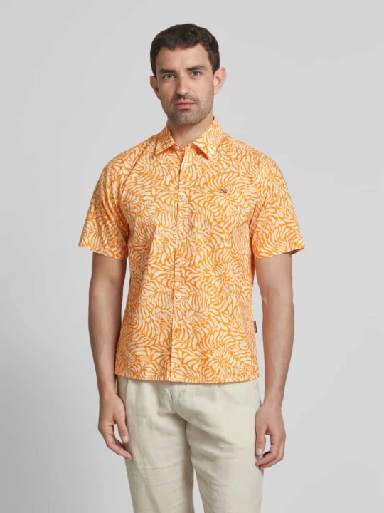 Zdjęcie produktu Koszula casualowa o kroju slim fit z wyhaftowanym logo Napapijri Pomarańczowy