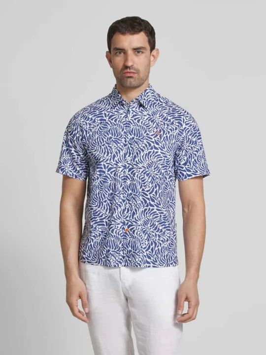 Zdjęcie produktu Koszula casualowa o kroju slim fit z wyhaftowanym logo Napapijri Granatowy