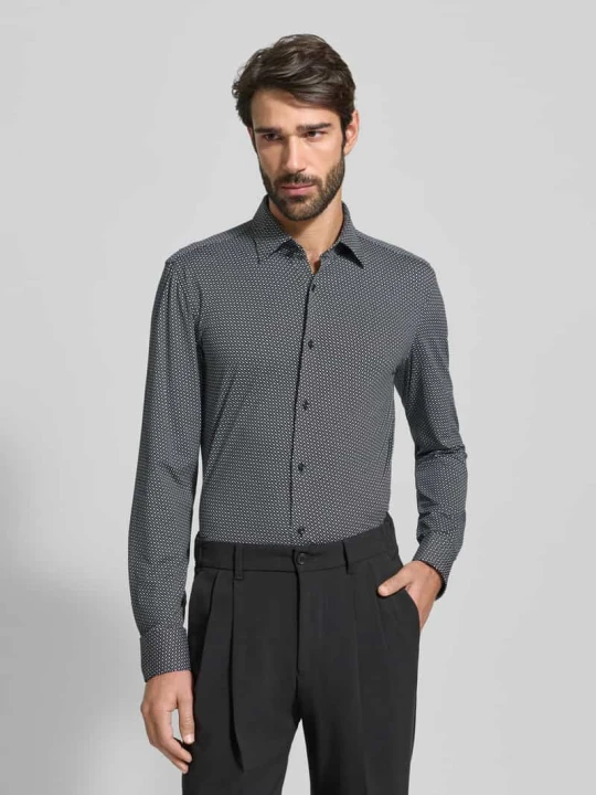 Zdjęcie produktu Koszula casualowa o kroju slim fit ze wzorem na całej powierzchni model ‘HANK’ Boss Czarny