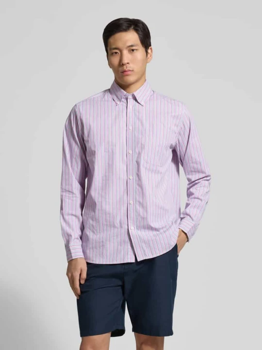 Zdjęcie produktu Koszula casualowa w kroju regular fit z kołnierzykiem button-down model 'Kent' Les Deux Mocnoróżowy
