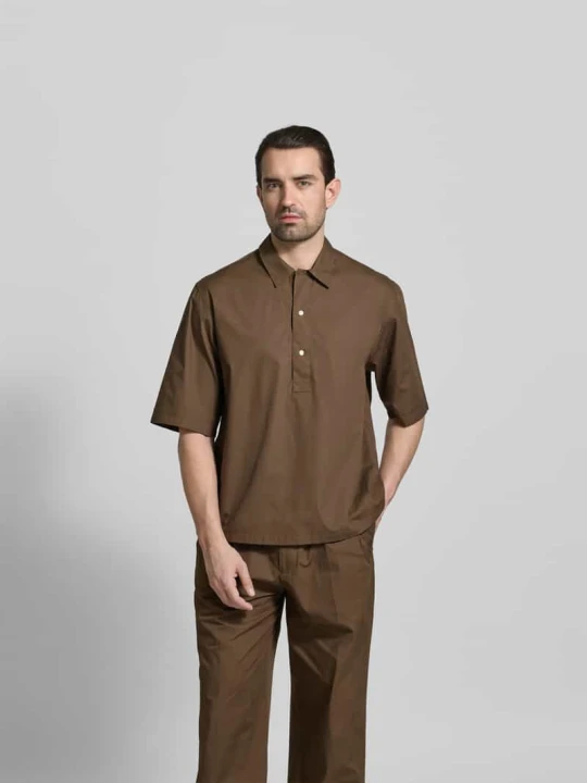 Zdjęcie produktu Koszula casualowa w kroju relaxed fit z kołnierzykiem typu kent Officine Générale Średniobrązowy
