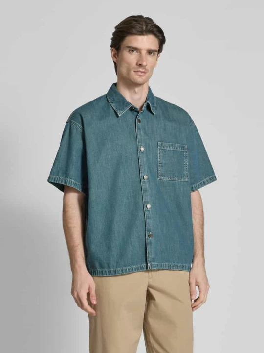 Zdjęcie produktu Koszula casualowa z imitacji denimu model ‘OZYR’ American Vintage Ciemnoniebieski