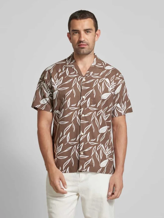 Zdjęcie produktu Koszula casualowa z kołnierzem z połami model ‘SUMMER’ Jack&Jones Ciemnobrązowy