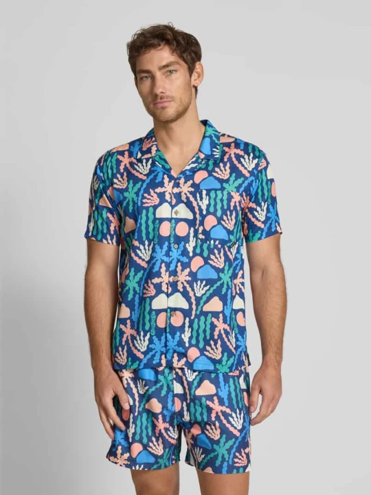 Zdjęcie produktu Koszula casualowa z listwą guzikową model ‘Palm’ BOARDIES Granatowy