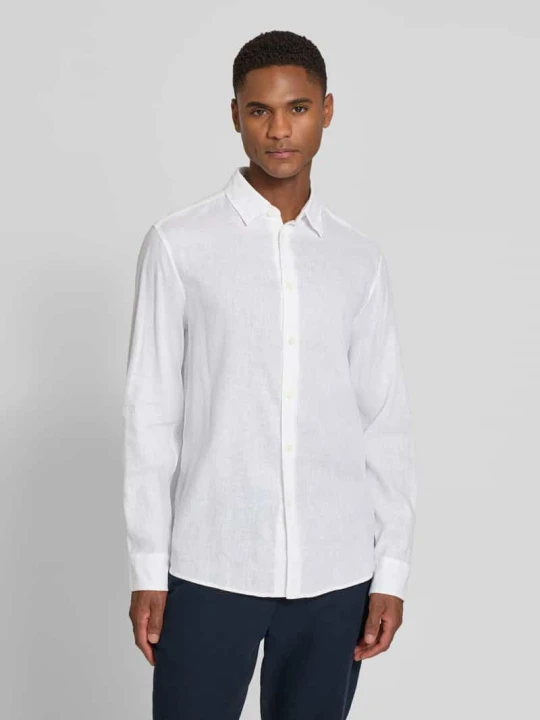 Zdjęcie produktu Koszula casualowa z mieszanki lnu i bawełny o kroju slim fit model 'RAMIS' Drykorn Biały