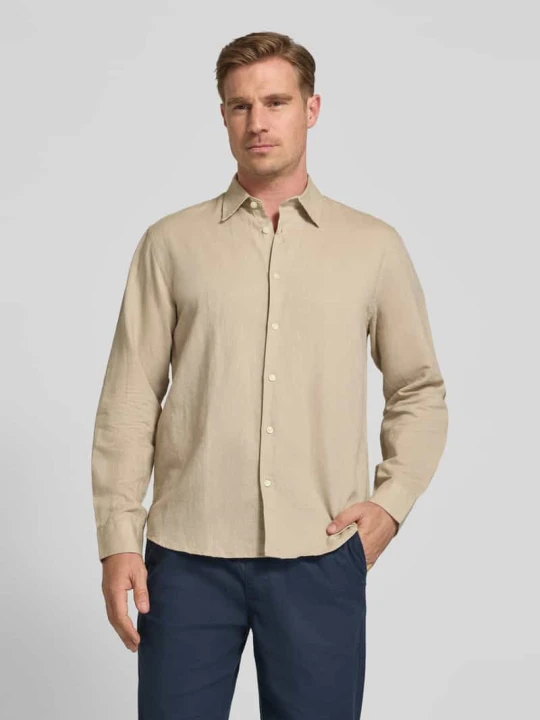 Zdjęcie produktu Koszula casualowa z mieszanki lnu i bawełny w kroju regular fit model 'CLAY LINENBLEND' Selected Homme Piaskowy