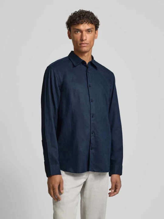 Zdjęcie produktu Koszula casualowa z mieszanki lnu i bawełny w kroju regular fit model 'CLAY LINENBLEND' Selected Homme Granatowy