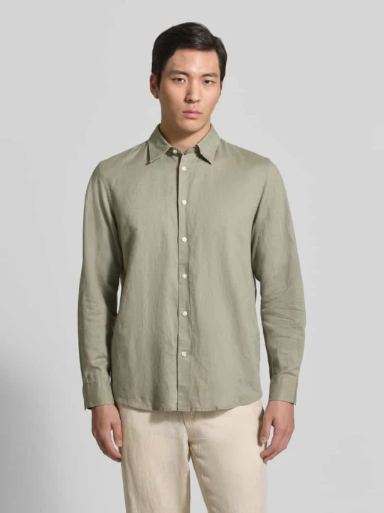 Zdjęcie produktu Koszula casualowa z mieszanki lnu i bawełny w kroju regular fit model 'CLAY LINENBLEND' Selected Homme Oliwkowy