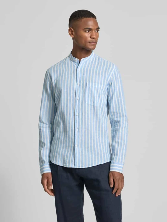 Zdjęcie produktu Koszula casulowa o kroju slim fit z mieszanki lnu i bawełny z kieszenią na piersi lindbergh Niebieski
