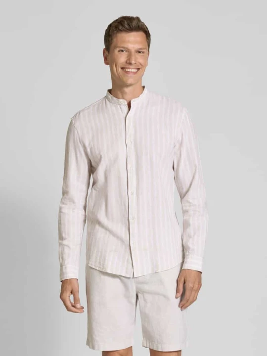 Zdjęcie produktu Koszula casulowa o kroju slim fit z mieszanki lnu ze stójką MCNEAL Beżowy