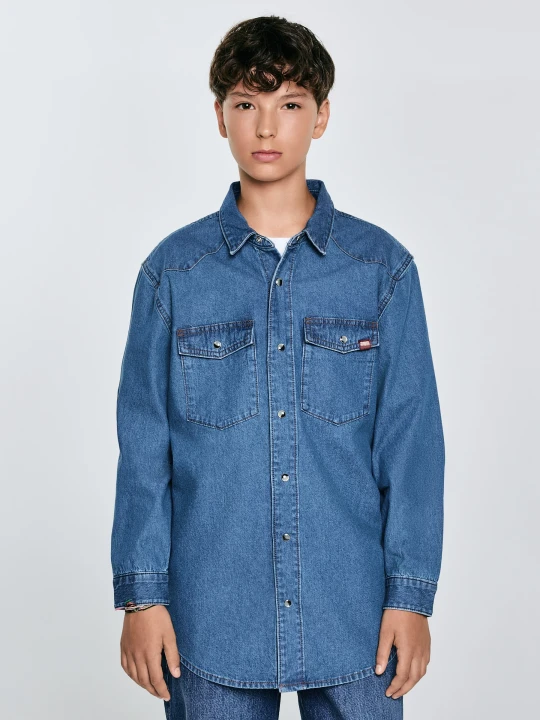 Zdjęcie produktu koszula chłopięca jeansowa niebieska western 121 Big Star