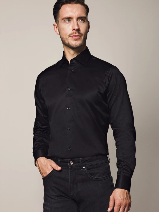 Zdjęcie produktu Koszula Czarna Bawełniana Slim Blackburn Lancerto