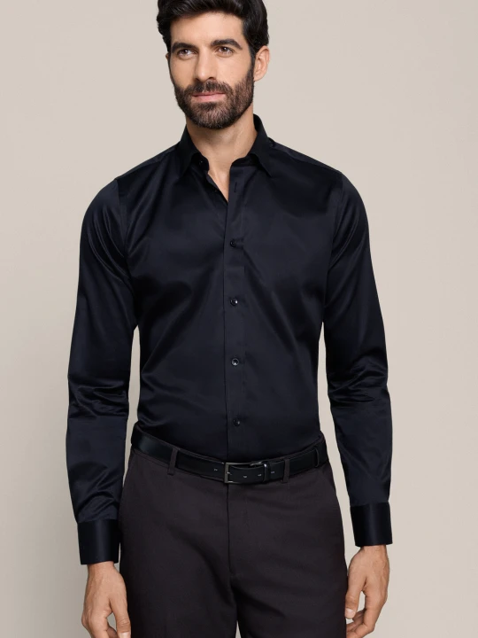 Zdjęcie produktu Koszula Czarna Bawełniana Slim Blackstone Lancerto