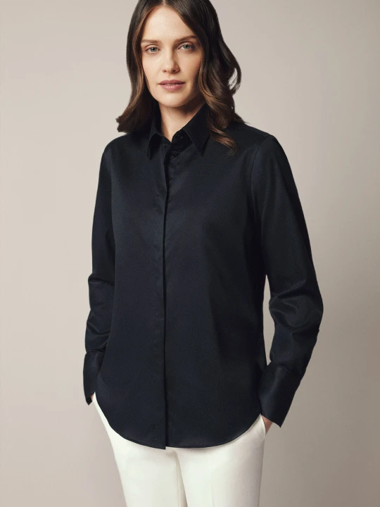 Zdjęcie produktu Koszula Damska Czarna z Bawełną Arwen Oversize Lancerto