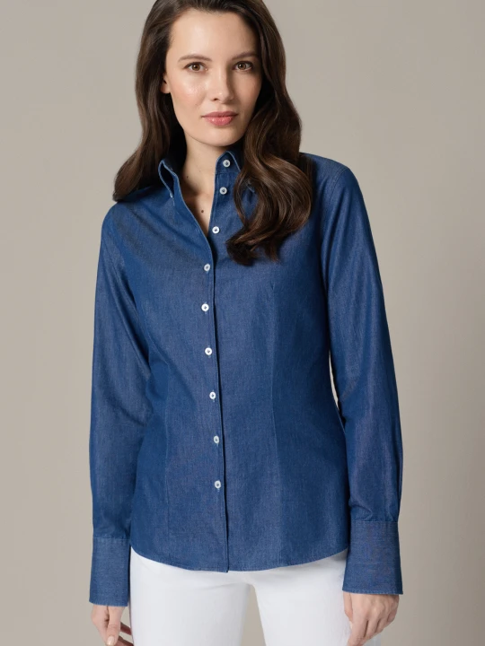 Zdjęcie produktu Koszula Damska Granatowa Bawełniana Fiorenza Regular Lancerto