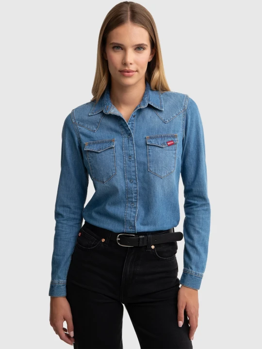 Zdjęcie produktu koszula damska jeansowa slim niebieska norra 236 Big Star