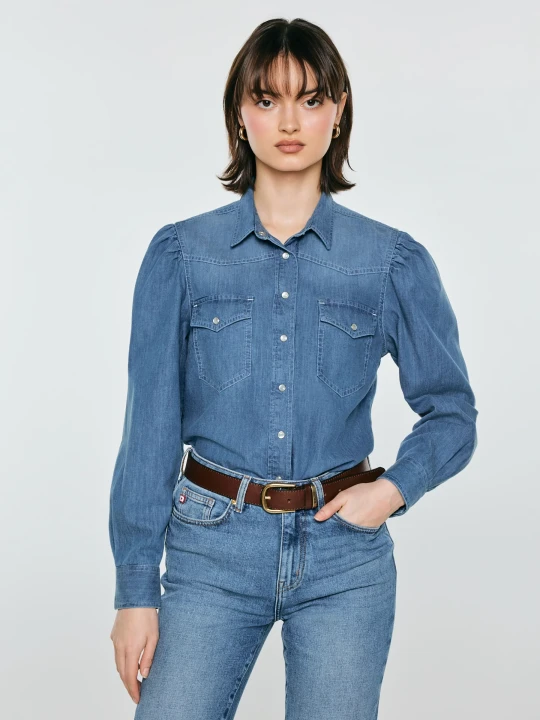 Zdjęcie produktu koszula damska jeansowa z bufkami niebieska indiana 164 Big Star