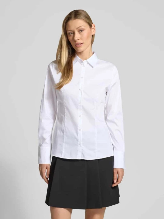 Zdjęcie produktu Koszula damska o kroju shaped fit z mieszanki bawełny model 'THE FITTED SHIRT' Hugo Biały