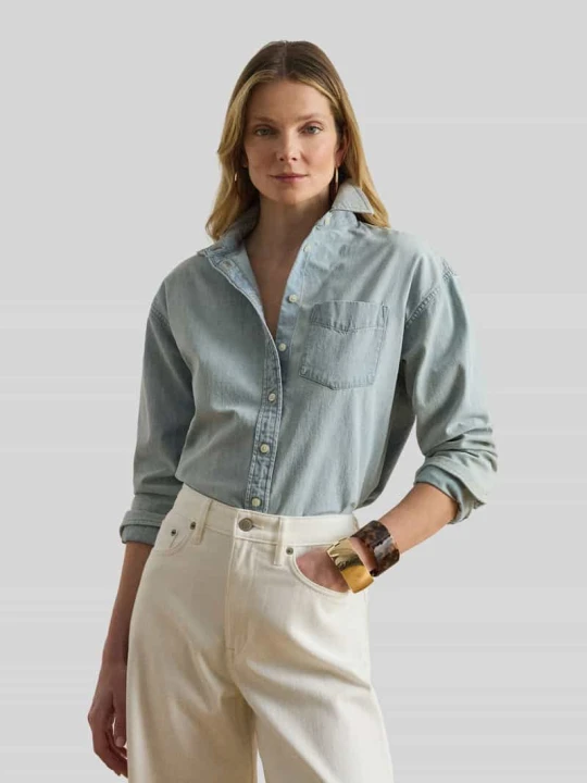 Zdjęcie produktu Koszula dżinsowa o kroju regular fit z czystej bawełny Lauren Ralph Lauren Jeansowy niebieski melanż
