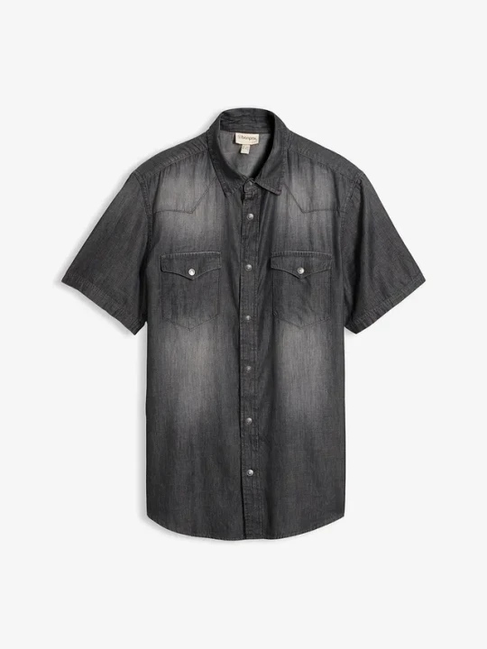 Zdjęcie produktu Koszula dżinsowa z czystej bawełny organicznej, krótki rękaw, slim fit BonPrix czarny