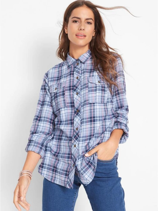 Zdjęcie produktu Koszula flanelowa z czystej bawełny BonPrix niebieski