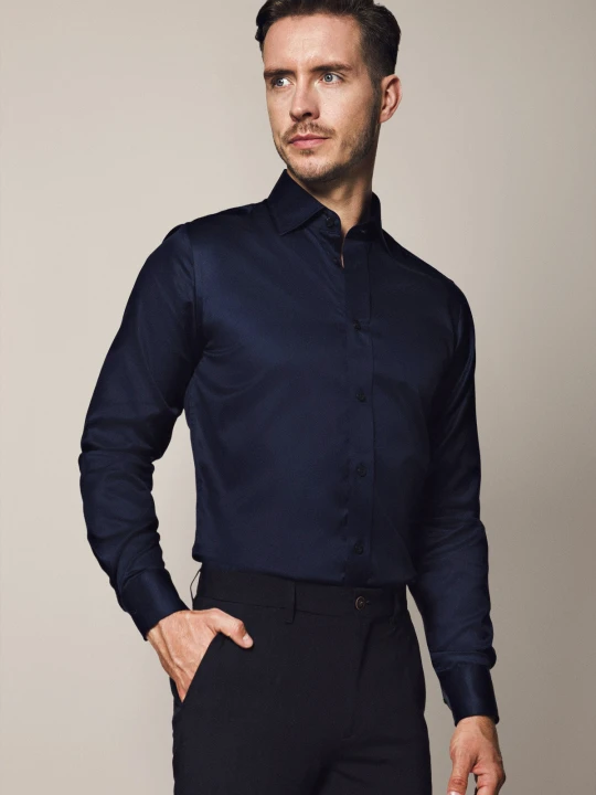 Zdjęcie produktu Koszula Granatowa Bawełniana Costa Slim Lancerto