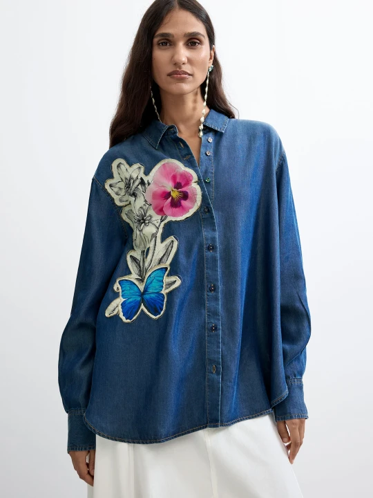 Zdjęcie produktu Koszula haftowana w kwiaty Desigual czerwony