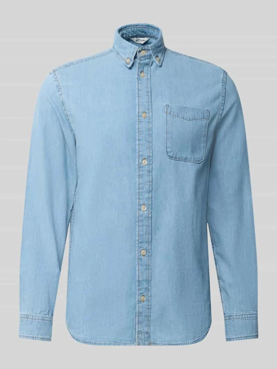 Zdjęcie produktu koszula jeansowa o kroju regular fit z brustaszą model 'BROOK' Jack&Jones Jeansowy niebieski