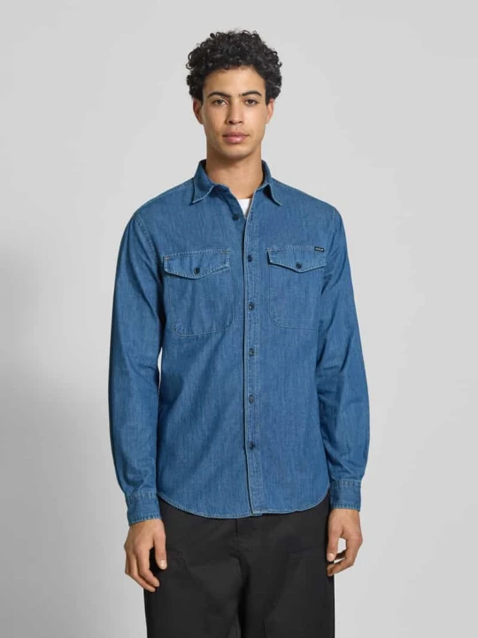 Zdjęcie produktu Koszula jeansowa o kroju regular fit z czystej bawełny Replay Jeansowy niebieski