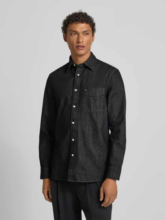 Zdjęcie produktu Koszula jeansowa o kroju regular fit z czystej bawełny Tommy Hilfiger Czarny
