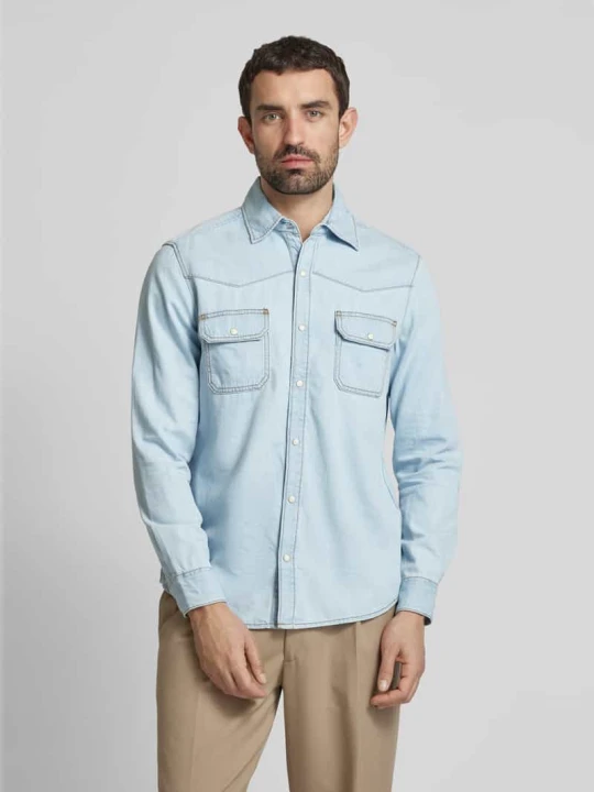 Zdjęcie produktu Koszula jeansowa o kroju regular fit z mieszanki bawełny w stylu western s.Oliver Jasnoniebieski