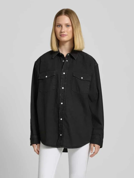Zdjęcie produktu Bluzka koszulowa o kroju regular fit z imitacji jeansu z zapięciem na zatrzask Polo Ralph Lauren Czarny