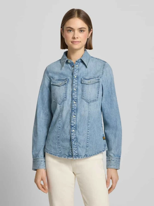 Zdjęcie produktu Jeansowa koszula slim fit z kieszeniami na piersi G-Star Raw Jeansowy niebieski