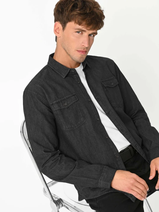Zdjęcie produktu Koszula jeansowa, Regular Fit, K-TENY Volcano Grafitowy