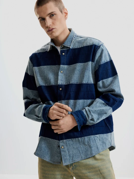 Zdjęcie produktu Koszula denim w paski Desigual niebieski