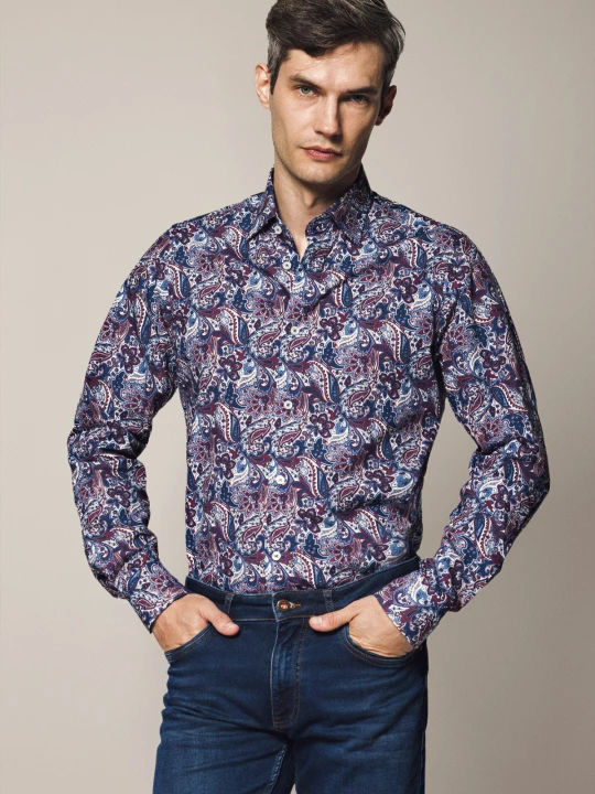 Zdjęcie produktu Koszula Kolorowa Bawełniana Paisley Slim Dalia Lancerto