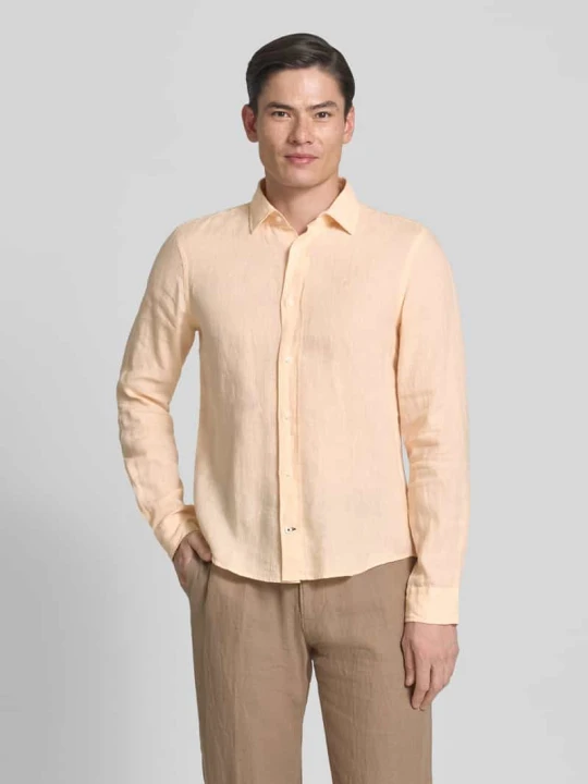 Zdjęcie produktu Koszula lniana o kroju casual fit z kołnierzykiem typu kent model 'Mike' JOOP! Morelowy