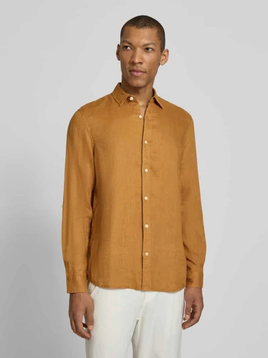 Zdjęcie produktu Koszula lniana o kroju regular fit z kołnierzykiem kent Scotch & Soda Orzechowy