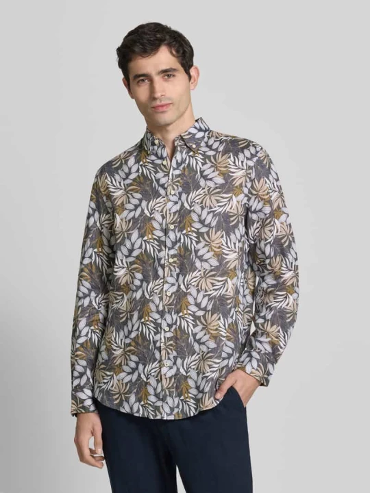 Zdjęcie produktu Koszula lniana o kroju regular fit z kołnierzykiem typu button down Christian Berg Kamienny