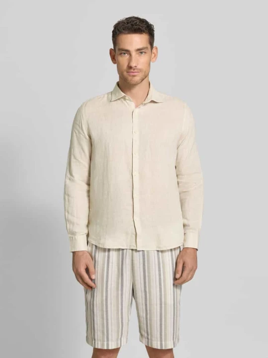 Zdjęcie produktu Koszula lniana o kroju regular fit z kołnierzykiem typu kent model 'CAMICIA' MARKUP Piaskowy
