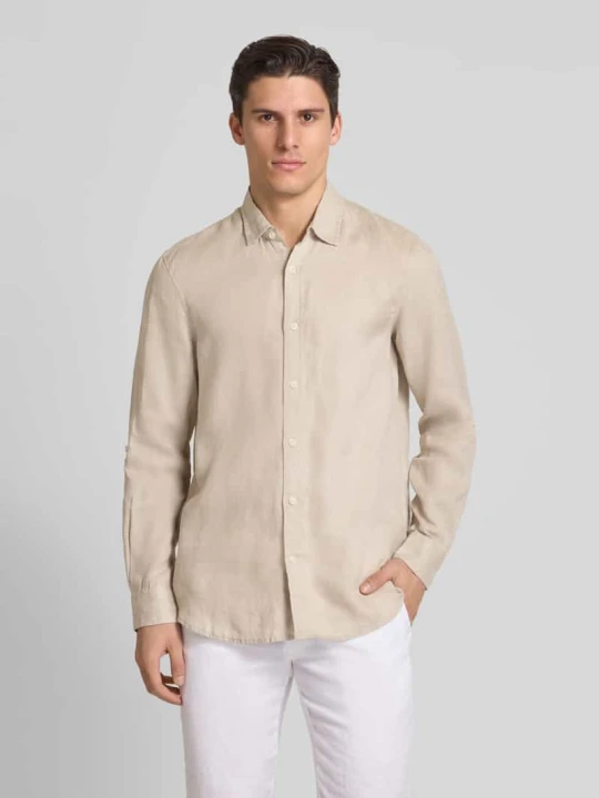 Zdjęcie produktu Koszula lniana o kroju regular fit z kołnierzykiem typu kent Scotch & Soda Piaskowy