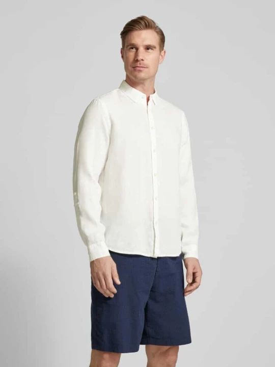 Zdjęcie produktu Koszula lniana o kroju regular fit z wyhaftowanym logo Scotch & Soda Biały
