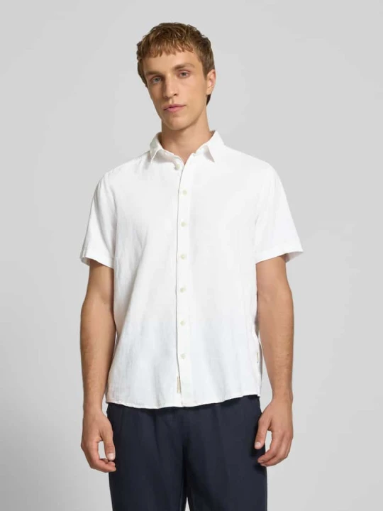 Zdjęcie produktu Koszula lniana o kroju slim fit z dodatkiem wiskozy model 'Bobby' Blend Złamany biały
