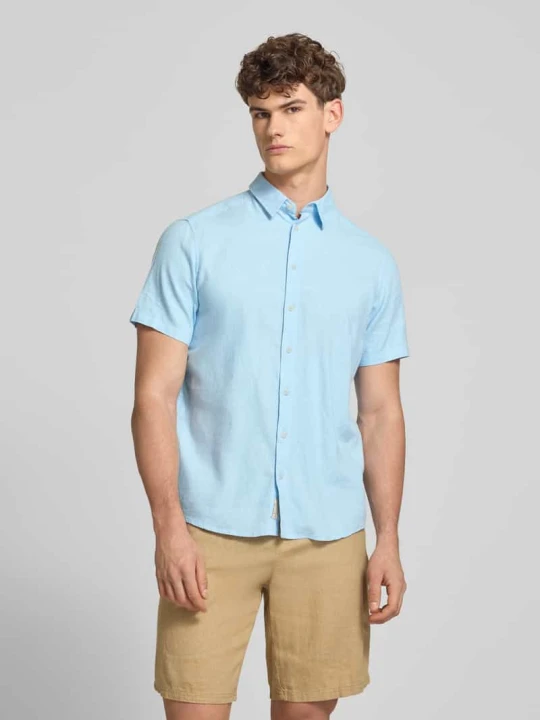 Zdjęcie produktu Koszula lniana o kroju slim fit z dodatkiem wiskozy model 'Bobby' Blend Jasnoniebieski