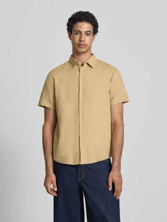 Zdjęcie produktu Koszula lniana o kroju slim fit z dodatkiem wiskozy model 'Bobby' Blend Beżowy