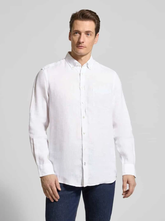 Zdjęcie produktu Koszula lniana o kroju slim fit z brustaszą Christian Berg Biały