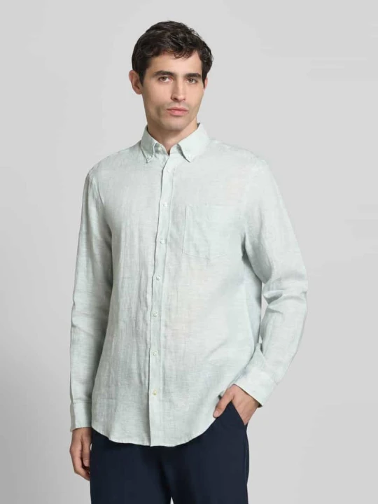 Zdjęcie produktu Koszula lniana o kroju slim fit z brustaszą Christian Berg Trzcinowy